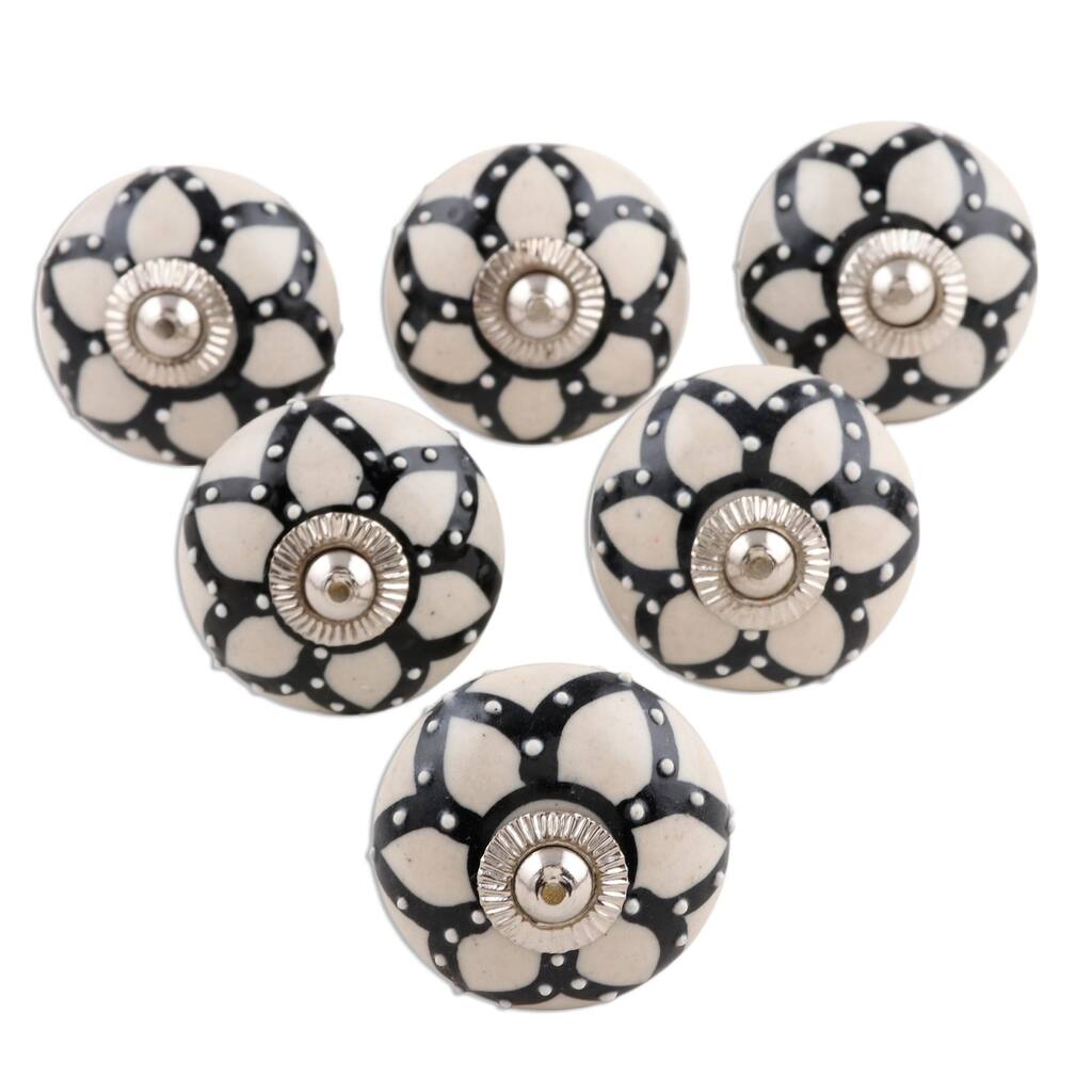 Novica Handmade Blooming Magic Ceramic Knobs (Set Of 6)