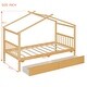 preview thumbnail 22 of 72, Creativity House Bed Twin Size Frame with 2 Wood Drawers for Boys Girls, Wood Platform Bed with Roof No Box Spring Needed