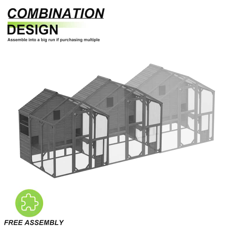 Fir Wood Cat Villa Dual-Story Predator-Safe Outdoor Sanctuary for Pets - 66.5"X72.6“X74.1"