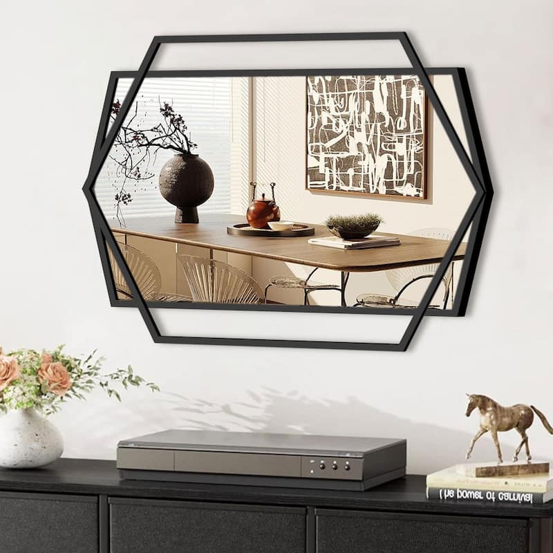Iron Art Personalized Polygon, Versatile Hanging Mirror - 26X36