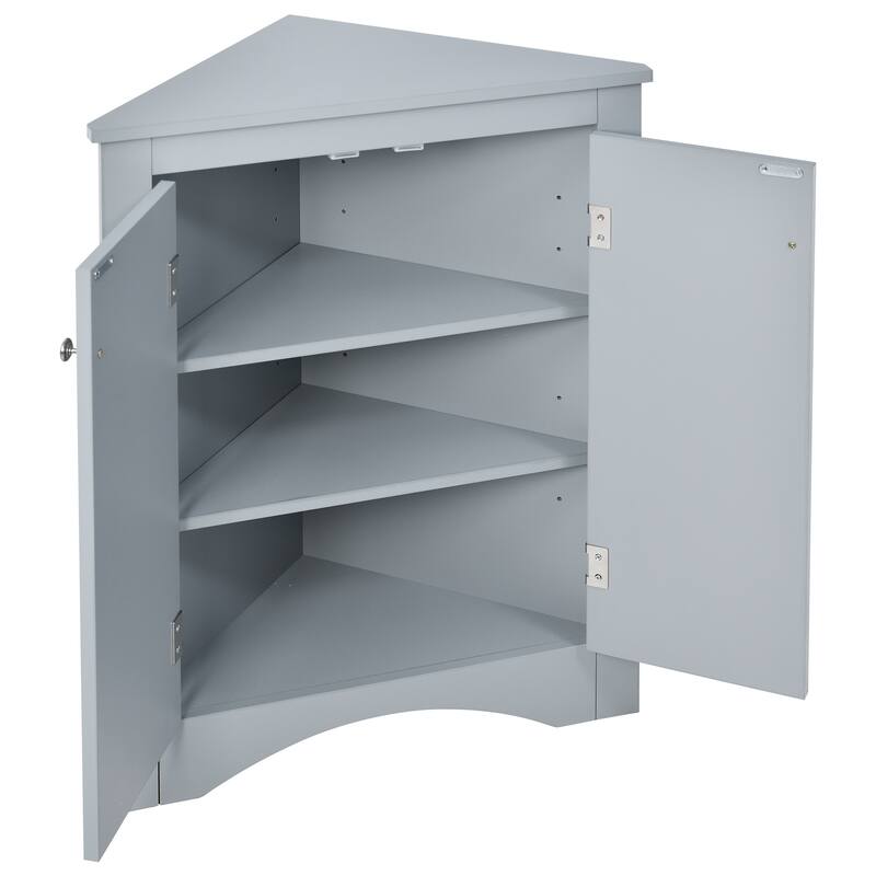 Blue Triangle Bathroom Storage Cabinet with Adjustable Shelves, Freestanding Floor Cabinet for Home Kitchen