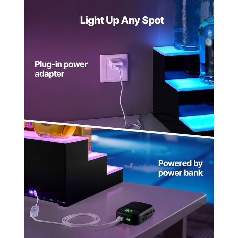 Acrylic 3-Tier LED Lighted Liquor Wine Shelf with Remote