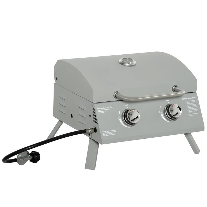 GDFStudio - Portable 2-Burner Outdoor BBQ Grill with Folding Legs