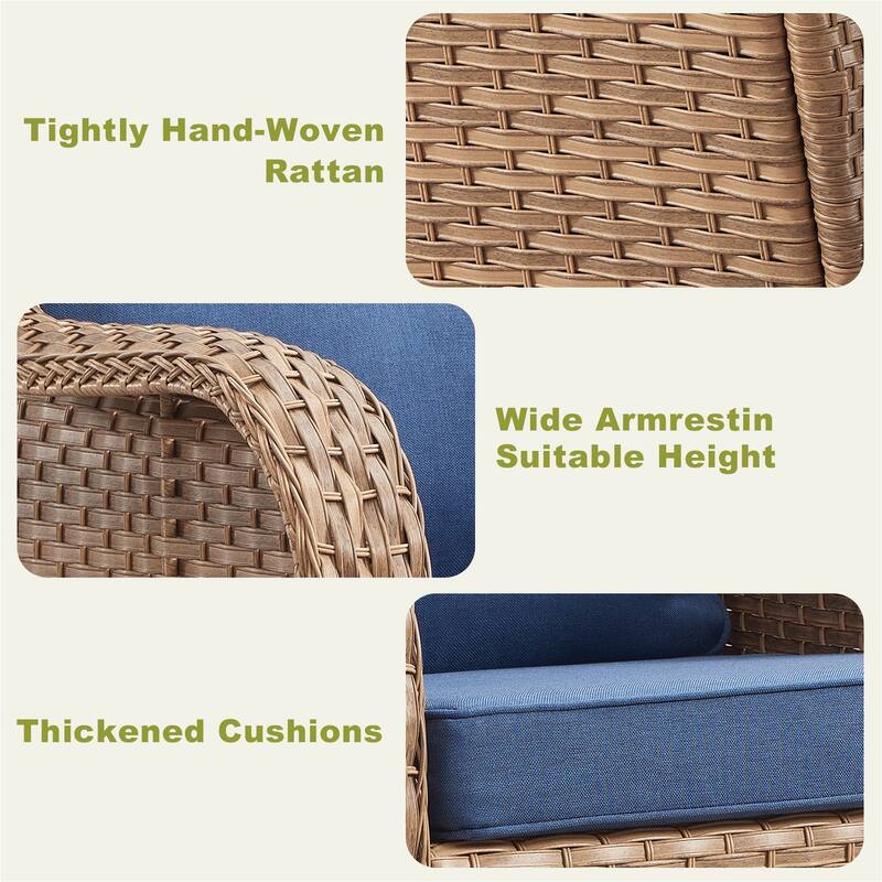 Gymojoy Outdoor Sofa Chair Ottoman Seating with Cushions