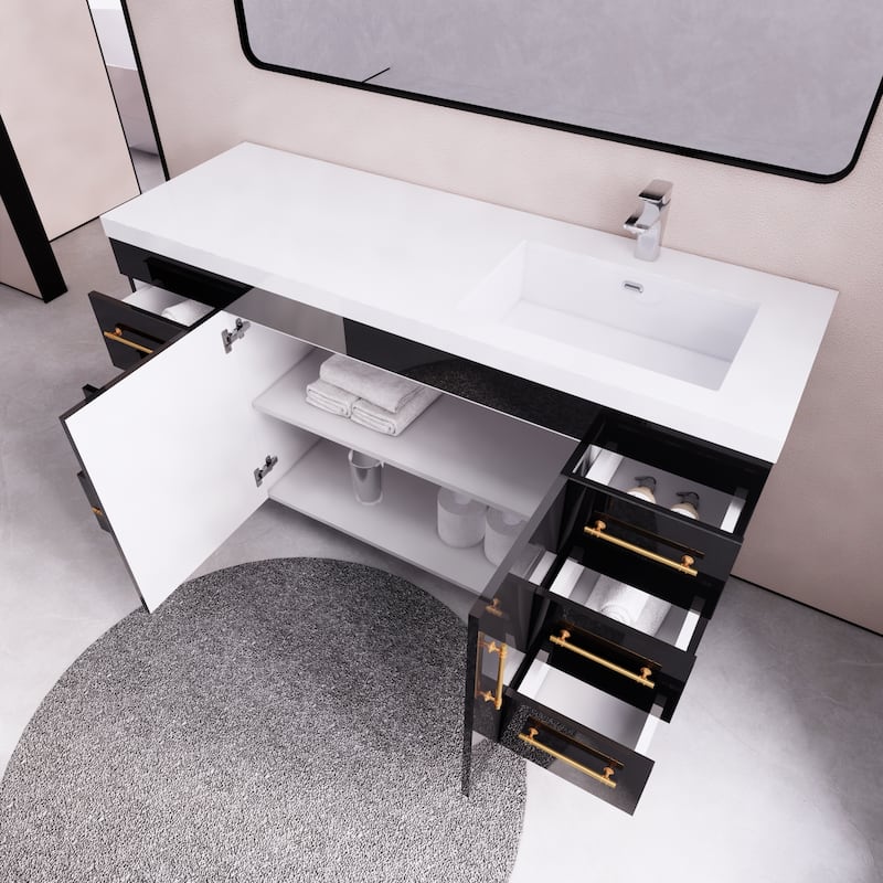 Eliza 60'' Freestanding Vanity Single Sink on the Right