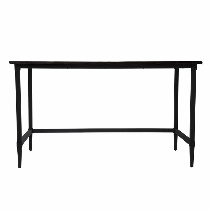 Reclaimed Wood and Black Metal Writing Desk 52.5 Inch Industrial Style Home Office Table