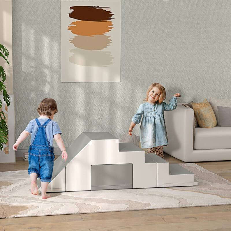 Foam Play Set for Toddlers and Children, Easy-to-clean 2 Piece Soft & Safe Kids Climbing Set for Crawling or Sliding
