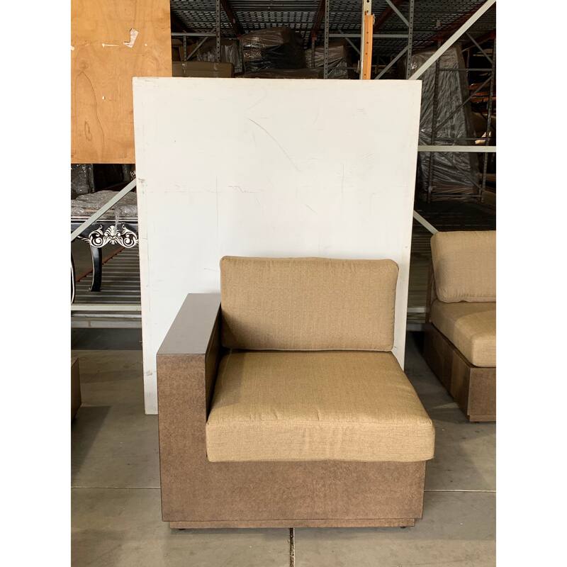 Modern Rustic Patio Sectional Right and Left Arm Single Seaters With Cushions