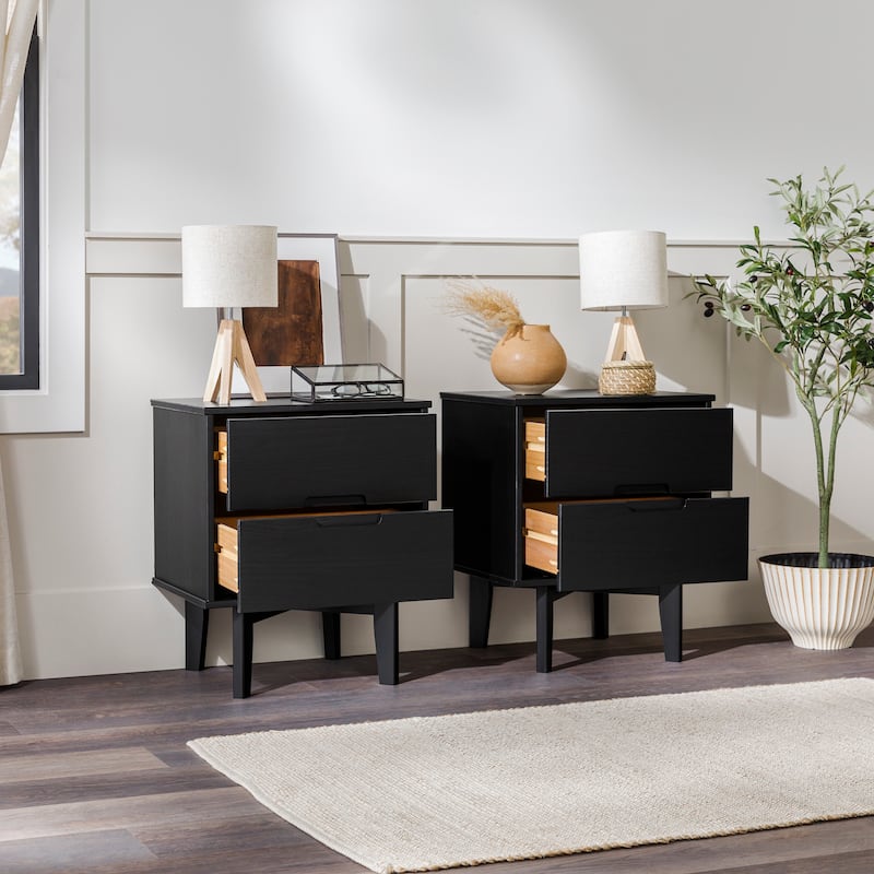 Middlebrook Mid-Century Solid Wood 2-Drawer Nightstand, Set of 2