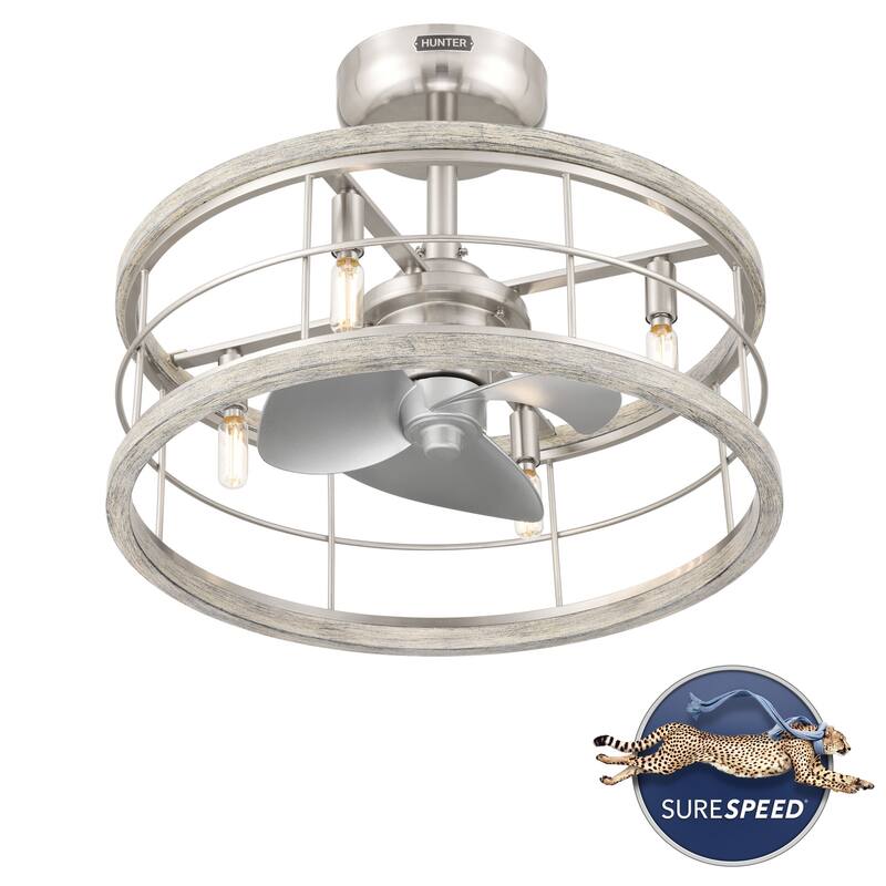 Hunter 22 inch Bridgette Fandelier Ceiling Fan w/ Light, Remote - Modern, Industrial, Farmhouse - Small Spaces