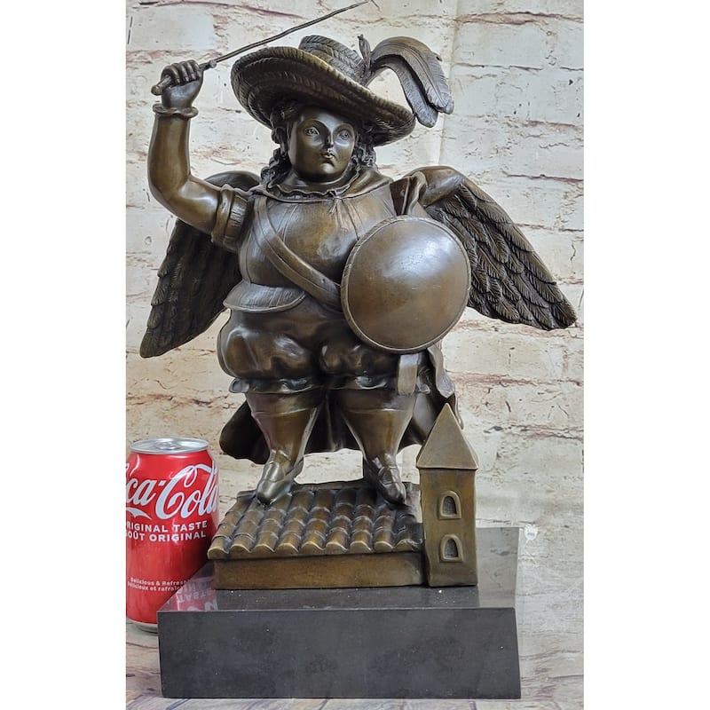 Fancy Large Archangel With Hat By Fernando Botero Bronze Sculpture Figurine