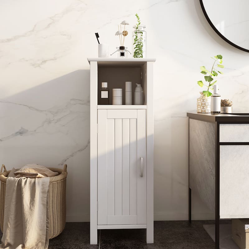 Gymax Bathroom Floor Storage Cabinet Free Standing w/ Single Door