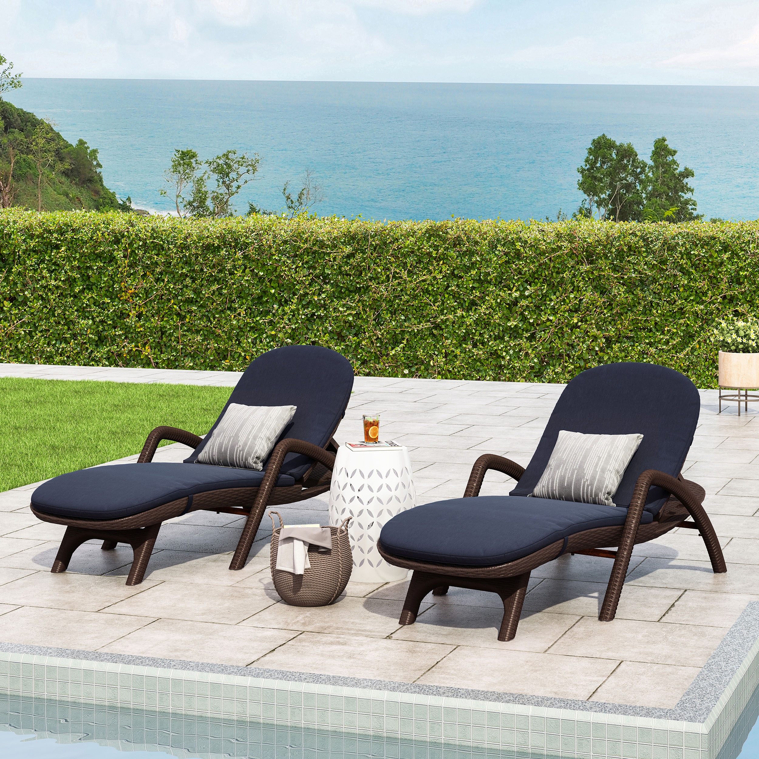 Waverly Faux Wicker Chaise Lounges Set of 2 by Christopher