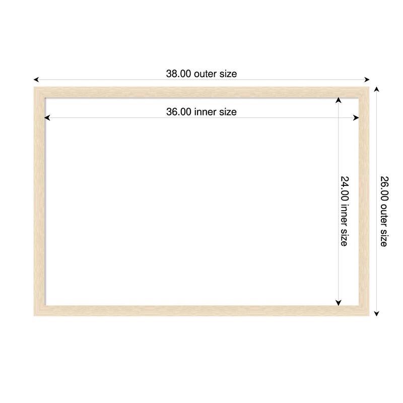 Amanti Art Woodgrain Stripe Blonde Framed Dry Erase Magnetic Board - 38 x 26 in - Woodgrain Stripe Blonde
