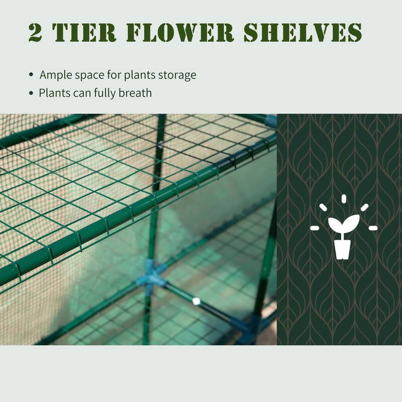 Outsunny 2-Tier Shelf Greenhouse for Outdoor Garden Plant & Plant Use with PE Cover & Steel Frame