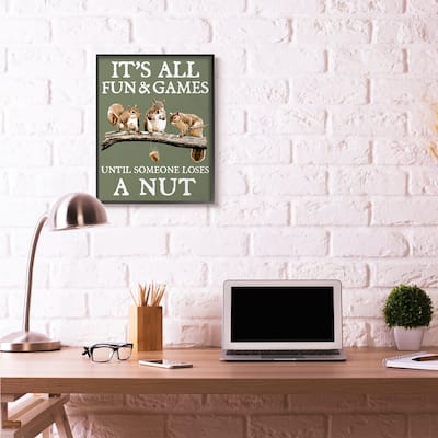 Stupell Loses A Nut Funny Squirrel Animal Word Design Framed Wall Art