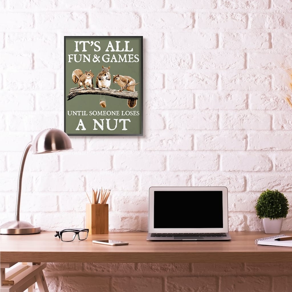 Stupell Loses A Nut Funny Squirrel Animal Word Design Framed Wall Art