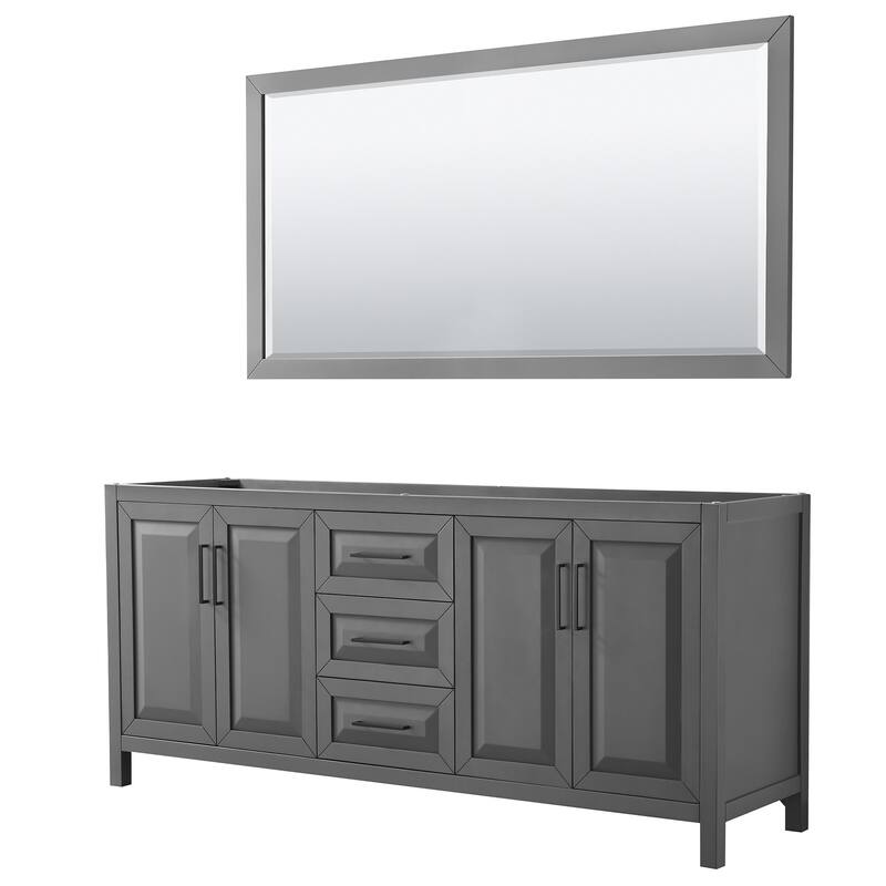 Wyndham Collection Daria 79" Double Free Standing Vanity Cabinet - - Dark Gray / Matte Black Hardware