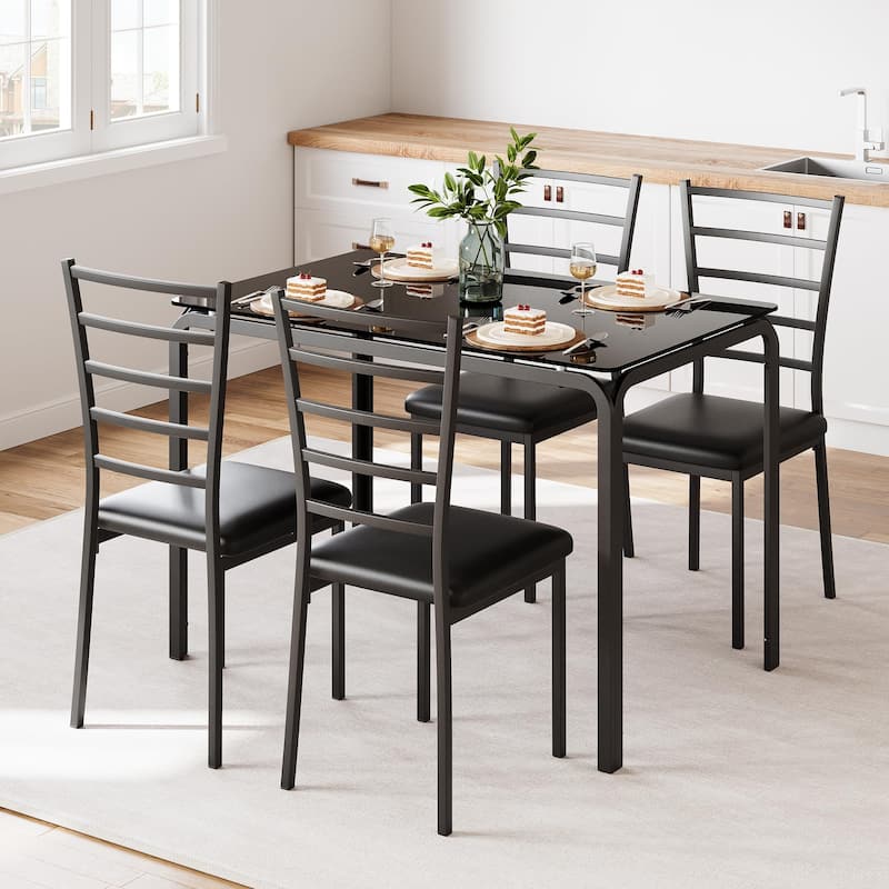5-piece Farmhouse Dining Table Set for 4