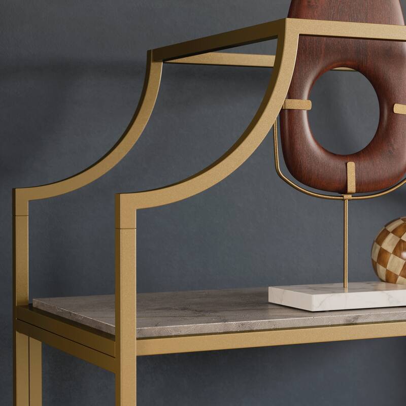 Wood Bookcase with Metal Shelves - 30" W x 14.57" D x 70.87" H