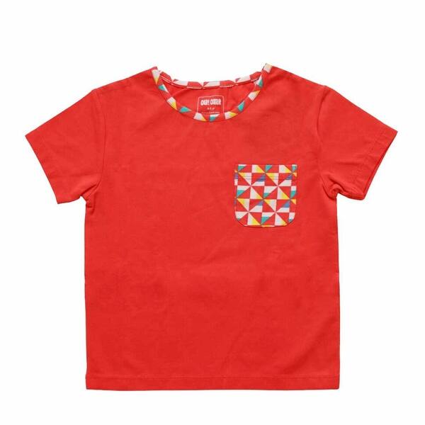 slide 2 of 3, Round Neck Pocket Tee - Pinwheel Parade