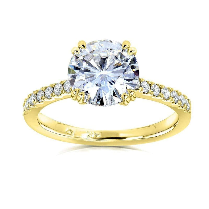 Kobelli 2.20 Carat Lab Grown Diamond Certified 14k Solid Gold Tulip Tiffany Engagement Ring (EF/VS) - Yellow - 9.5