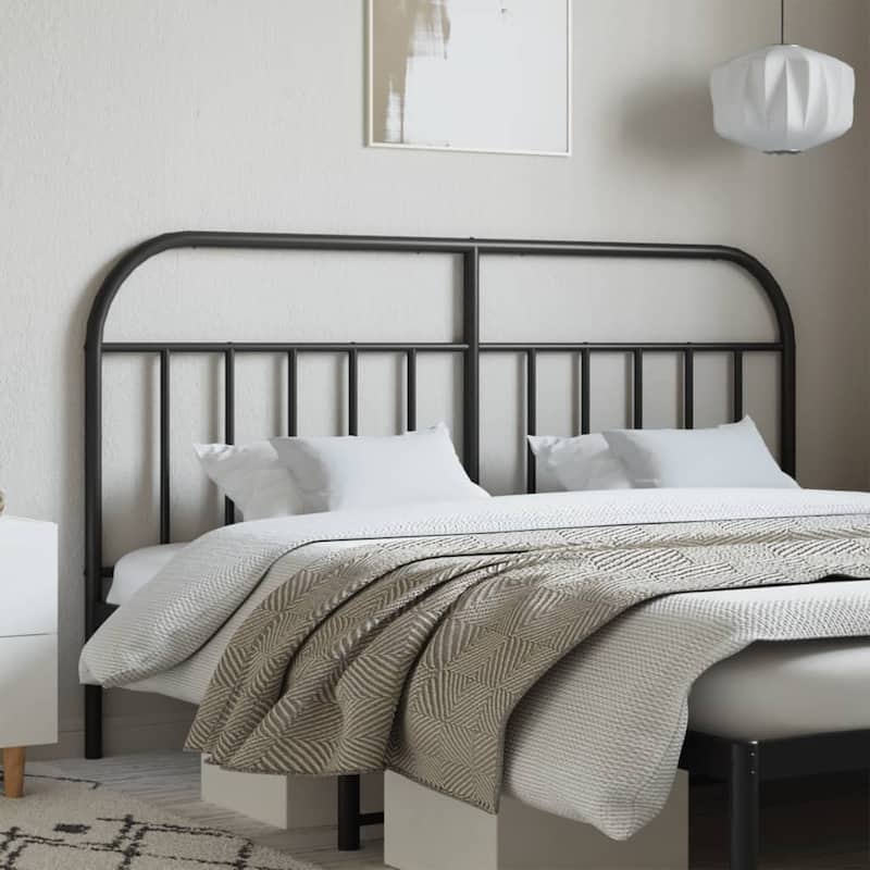 vidaXL 38.2 Inch Metal Headboard, Farmhouse Rustic Headboard Only - Black 73.6" x 1.2" x 39.4"