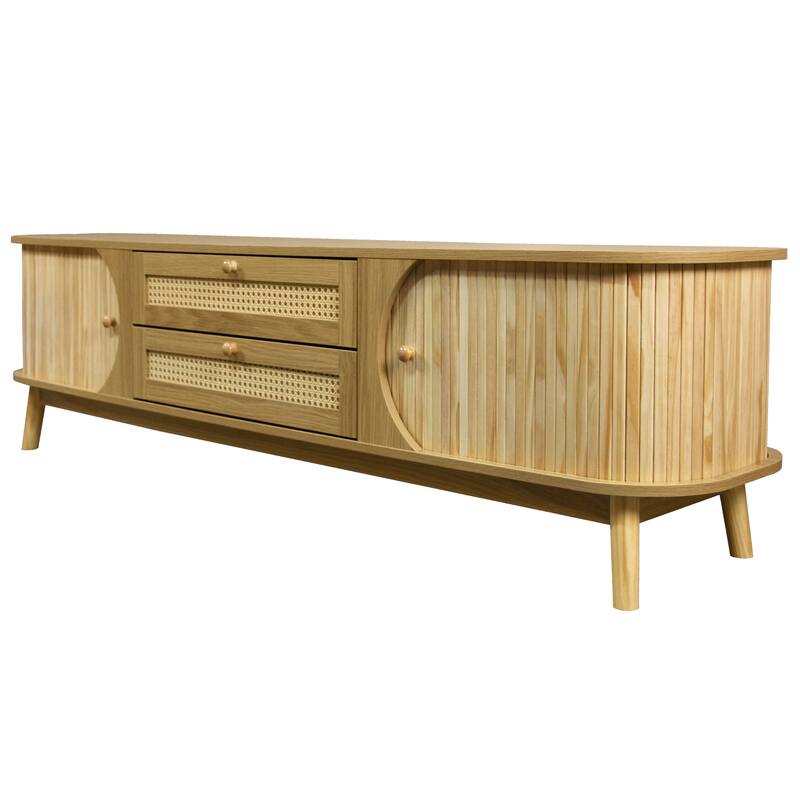 Rustic TV Cabinet for 75" TVs, Farmhouse Entertainment Center with Cable Management & Ample Storage
