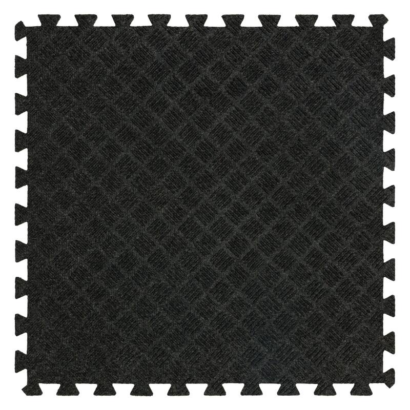 Mohawk Home Crosshatch Interlocking Utility Mats (6 Pieces) (24 Square Feet) for Gym Floor, Under Crate, Workroom, and More - Onyx