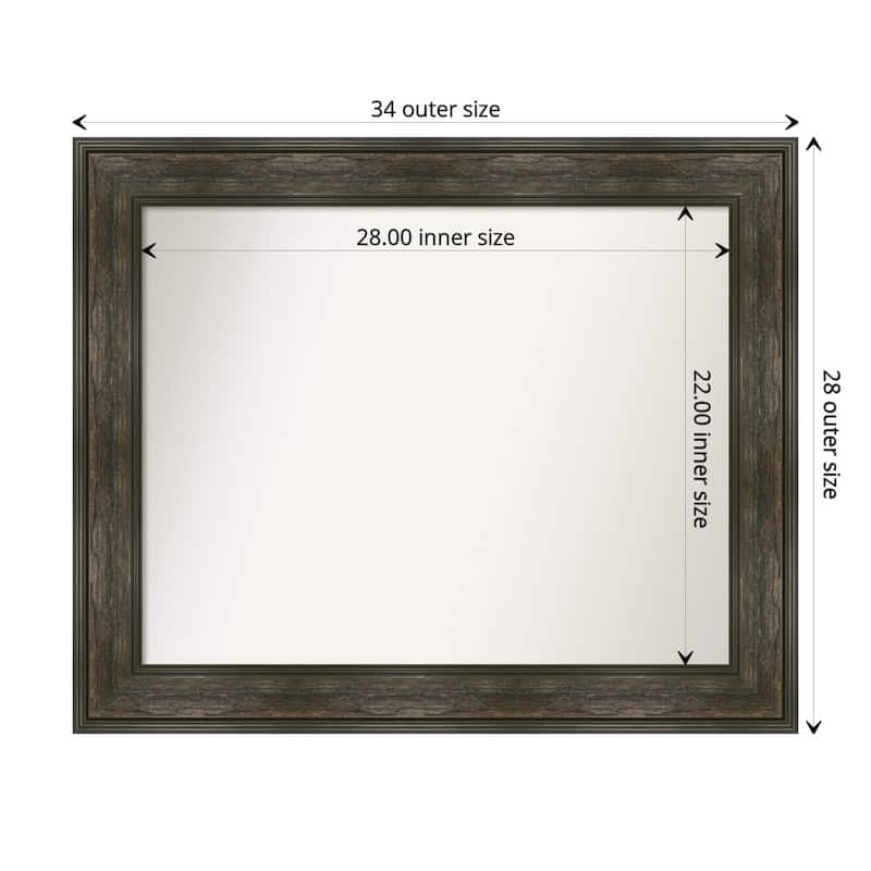 Non-Beveled Bathroom Wall Mirror - Rail Rustic Char Frame