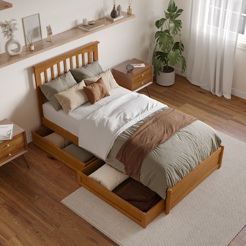 Everett Platform Bed with Panel Footboard and Storage Drawers