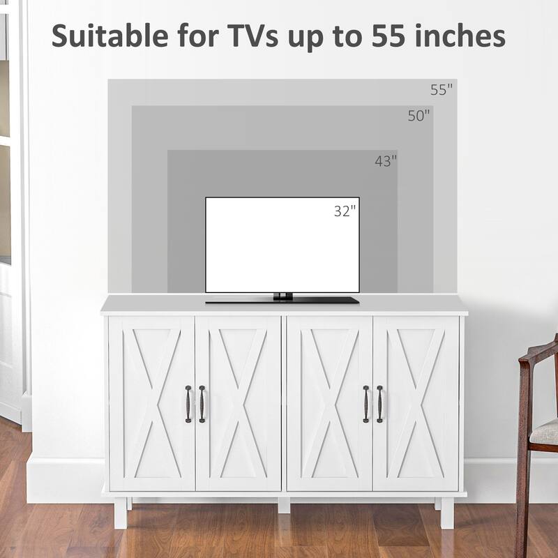 Buffet Sideboard with 4 Barn Doors and 2 Adjustable Shelves