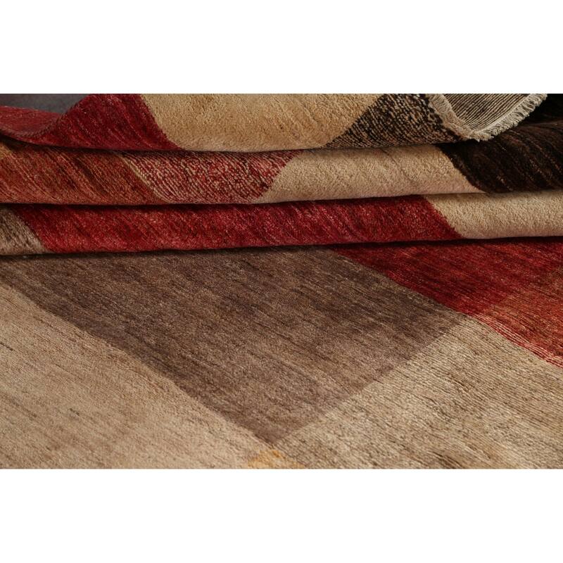 Geometric Gabbeh Kashkoli Oriental Area Rug Wool Handmade Carpet - 12'1" x 18'4"