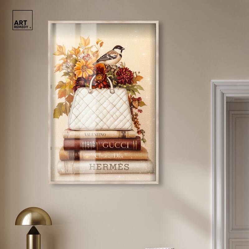 Little Bird Fall Flowers Glam Shadowbox by Art Remedy