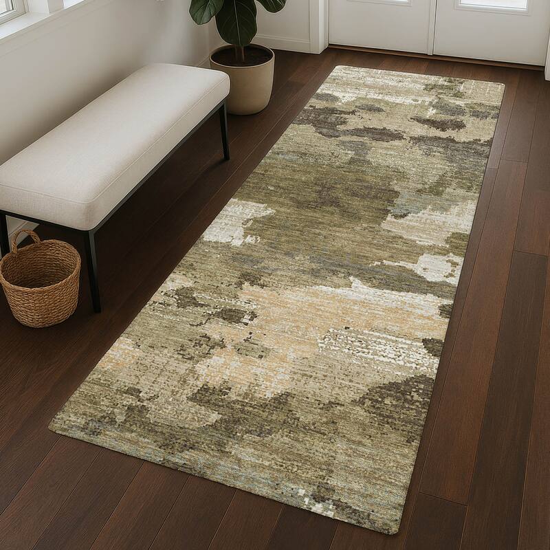 Machine Washable Indoor/ Outdoor Abstract Casual Chantille Rug