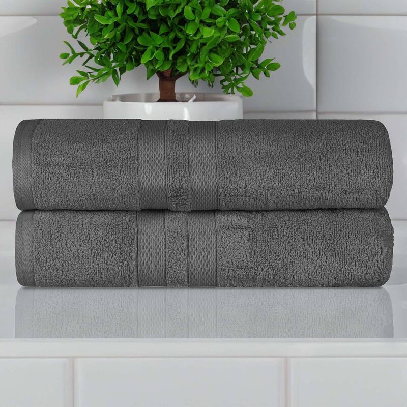 Superior Ultra-Soft Cotton Solid Medium Weight Bath Towel Set of 2
