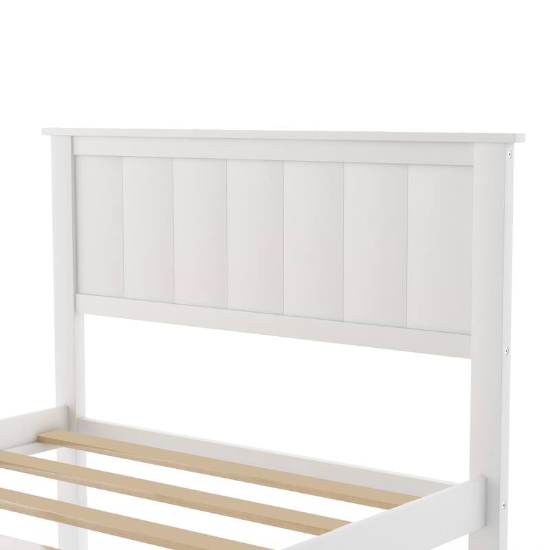 Roomfitters Twin/Full Size Platform Bed with Underbed Storage Drawer, White