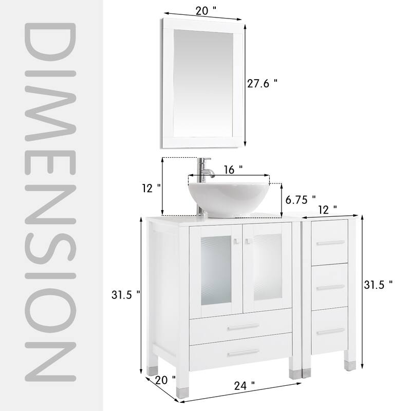 36" Bathroom Vanity with Sink Set Side Cabinet