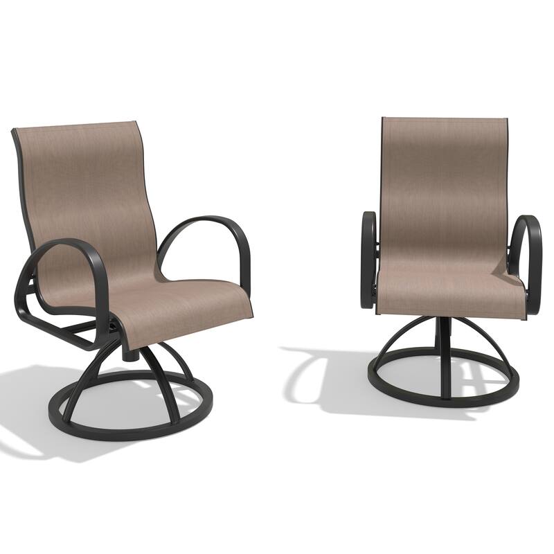 VredHom Outdoor Patio Aluminum Swivel Dining Chairs with Sunbrella Fabric - AUGUSTINEASHE-2PC