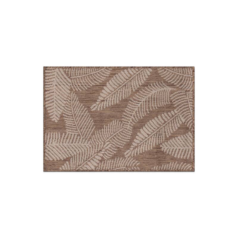 World Rug Gallery Distressed Palm Leaves Textured Flat Weave Indoor/Outdoor Area Rug