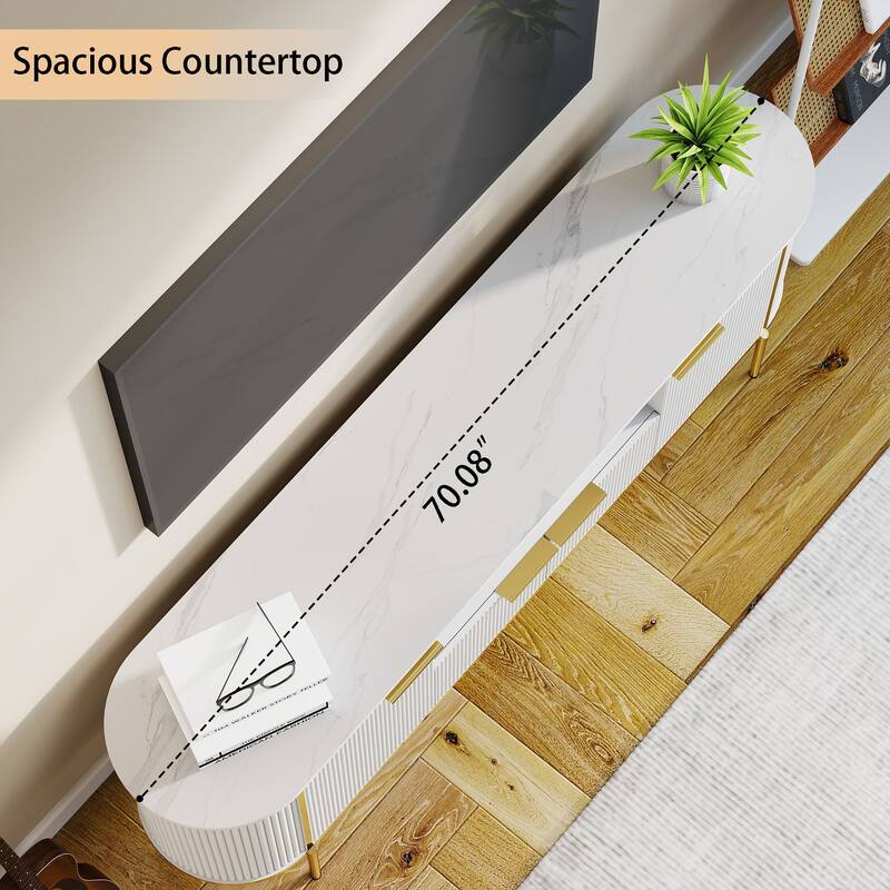 Rectangular TV Stand for TV's up to 75" with Open Storage