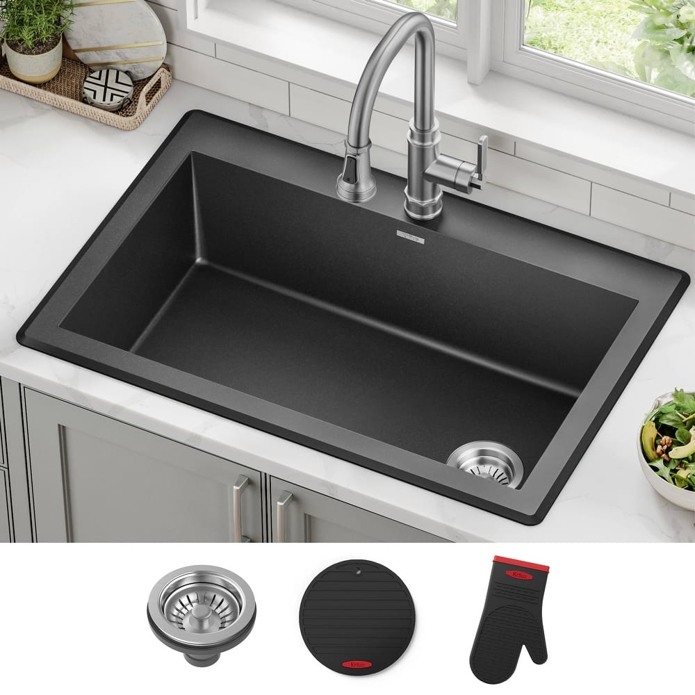 KRAUS Forteza Granite 33 inch Undermount Drop-in Kitchen Sink