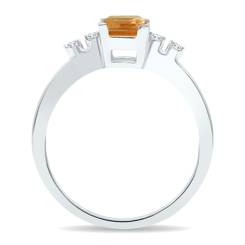 Women's Citrine and Diamond Sparkle Ring in 10K White Gold