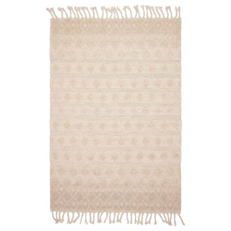 ECARPETGALLERY Braid weave Sienna Cream Wool Rug - 5'3 x 7'7 - Cream - 5'3 x 7'7