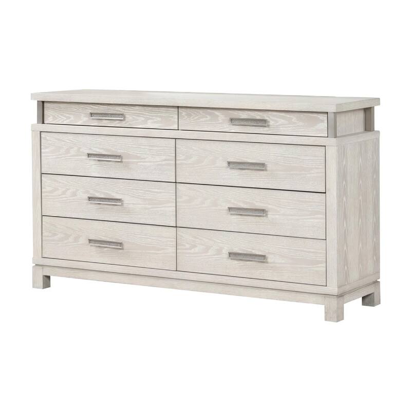 Loji 8 Drawer Wide Dresser, Weathered Gray Solid Wood Bedroom Storage
