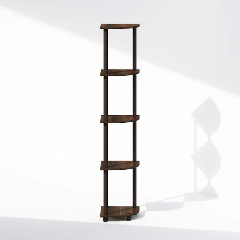 5 Tiers Wood Household Shelving Unit in Walnut/Brown (11.6 in. W x 57.7 in. H x 11.6 in. D)