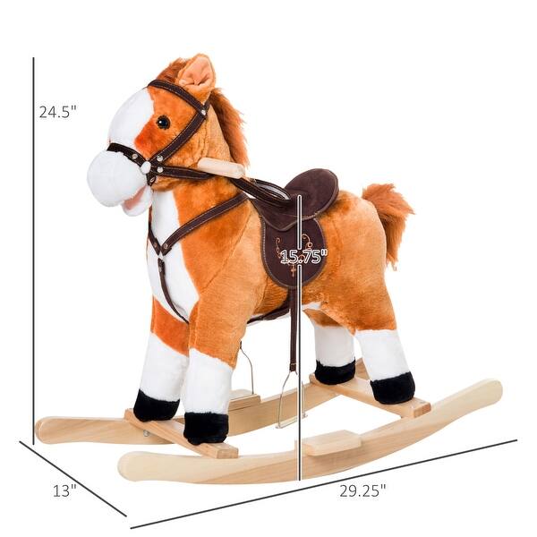 Kids Plush Toy Rocking Horse Ride on with Realistic Sounds - Brown