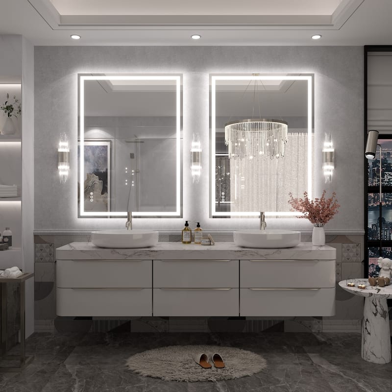 UL Certified Frameless LED Front Light and Backlit Wall Bathroom Vanity Mirror