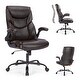 preview thumbnail 8 of 19, Ergonomic High Back Office Chair, Swivel Task Chair with Adjustable Flip-up Armrest, PU Leather Computer Desk Chairs with Wheels Brown