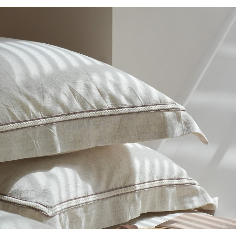 Decorative Linen Duvet Cover With Pillowcase Beige- Top Grade & Natural